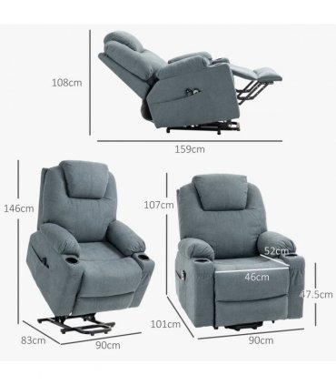 HOMCOM Lift Chair with Vibration Massage, Heat, Easy Assembly, Grey