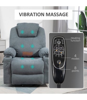 HOMCOM Lift Chair with Vibration Massage, Heat, Easy Assembly, Grey