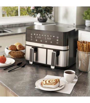 HOMCOM Dual Zone Air Fryer 8.5L Double Air Fryer with SYNCFinish 2700W