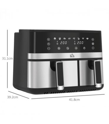 HOMCOM Dual Zone Air Fryer 8.5L Double Air Fryer with SYNCFinish 2700W