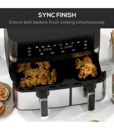 HOMCOM Dual Zone Air Fryer 8.5L Double Air Fryer with SYNCFinish 2700W