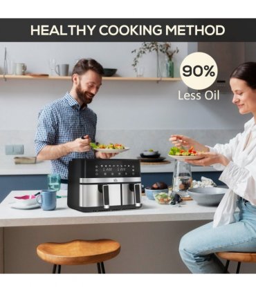 HOMCOM Dual Zone Air Fryer 8.5L Double Air Fryer with SYNCFinish 2700W
