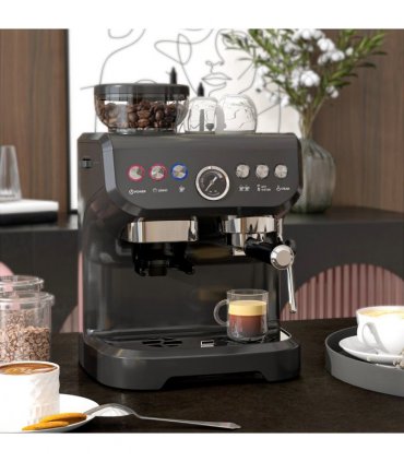 Espresso Coffee Machine w/ Integrated Bean Grinder & Steam Wand 15 Bar Pressure