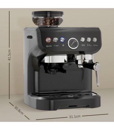 Espresso Coffee Machine w/ Integrated Bean Grinder & Steam Wand 15 Bar Pressure