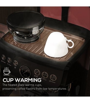 Espresso Coffee Machine w/ Integrated Bean Grinder & Steam Wand 15 Bar Pressure