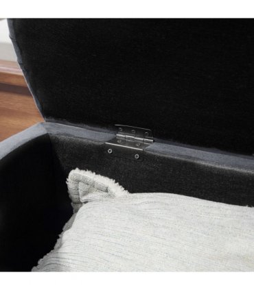 HOMCOM Semi-Circle Storage Ottoman Bench Tufted Upholstered Accent Footrest
