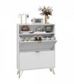 HOMCOM Narrow Shoe Storage Cabinet with 2 Flip Drawers for 12 Pairs of Shoes