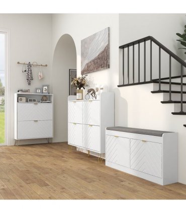 HOMCOM Narrow Shoe Storage Cabinet with 2 Flip Drawers for 12 Pairs of Shoes