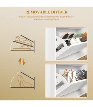HOMCOM Narrow Shoe Storage Cabinet with 2 Flip Drawers for 12 Pairs of Shoes