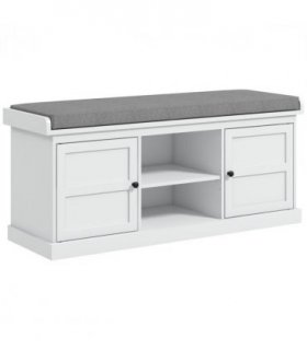 HOMCOM Shoe Storage Bench with Cushion 2 Cabinets for Entryway Hallway White