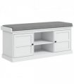 HOMCOM Shoe Storage Bench with Cushion 2 Cabinets for Entryway Hallway White