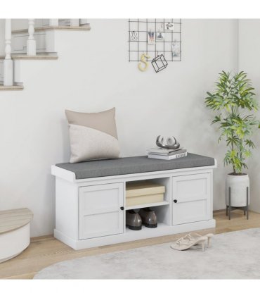 HOMCOM Shoe Storage Bench with Cushion 2 Cabinets for Entryway Hallway White