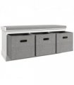HOMCOM Shoe Bench with Cushioned Seat, 3 Fabric Drawers for Entryway Hallway