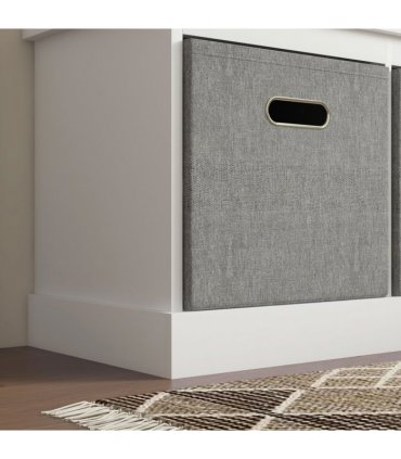 HOMCOM Shoe Bench with Cushioned Seat, 3 Fabric Drawers for Entryway Hallway