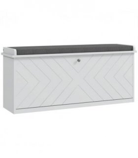 HOMCOM Shoe Bench with Flip Drawer, Cushion, 10 Pairs for Entryway White