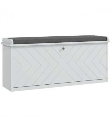 HOMCOM Shoe Bench with Flip Drawer, Cushion, 10 Pairs for Entryway White