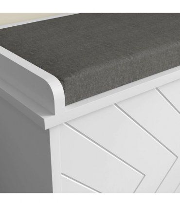 HOMCOM Shoe Bench with Flip Drawer, Cushion, 10 Pairs for Entryway White