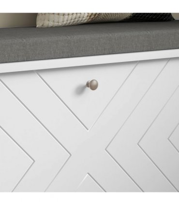 HOMCOM Shoe Bench with Flip Drawer, Cushion, 10 Pairs for Entryway White