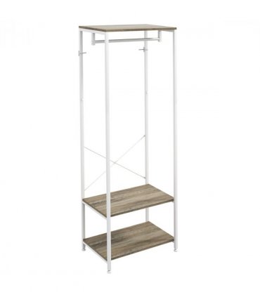 HOMCOM Coat Rack, 2-in-1 Clothes Stand with Shoe Storage for Hallway, Grey