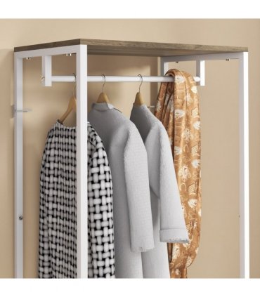 HOMCOM Coat Rack, 2-in-1 Clothes Stand with Shoe Storage for Hallway, Grey