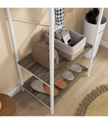 HOMCOM Coat Rack, 2-in-1 Clothes Stand with Shoe Storage for Hallway, Grey
