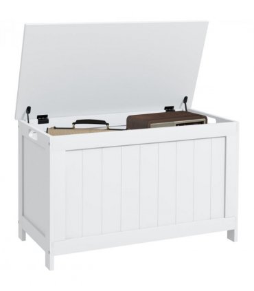 HOMCOM Storage Chest with 2 Safety Hinges, Storage Bench for Living Room