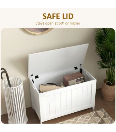 HOMCOM Storage Chest with 2 Safety Hinges, Storage Bench for Living Room