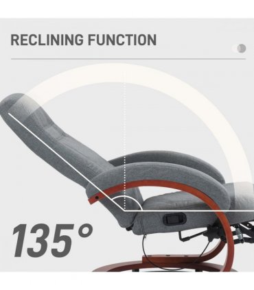 HOMCOM Manual Recliner Swivel Reclining Chair with Footrest Armrests Grey