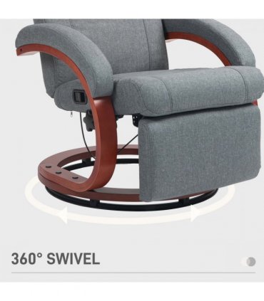 HOMCOM Manual Recliner Swivel Reclining Chair with Footrest Armrests Grey