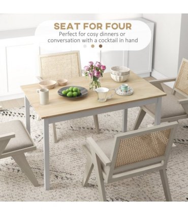 HOMCOM Dining Table Farmhouse Kitchen Table w/ Wood Frame for Dining Room