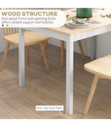 HOMCOM Dining Table Farmhouse Kitchen Table w/ Wood Frame for Dining Room