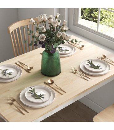 HOMCOM Dining Table Farmhouse Kitchen Table w/ Wood Frame for Dining Room