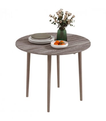 HOMCOM Foldable Dining Table, Round Drop Leaf Table with Wood Legs