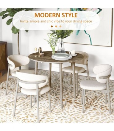 HOMCOM Foldable Dining Table, Round Drop Leaf Table with Wood Legs