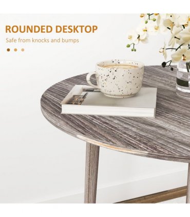 HOMCOM Foldable Dining Table, Round Drop Leaf Table with Wood Legs