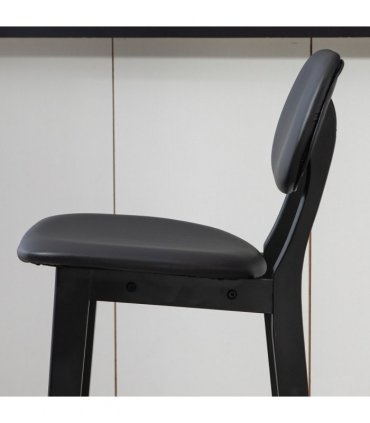 HOMCOM Breakfast Bar stools Set of 2 with PU Leather Cover, Wood Legs, Black