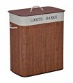HOMCOM 2 Section Collapsible Laundry Hamper Lid Removable Lining, Brown