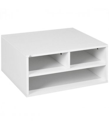 HOMCOM Desktop Printer Stand with 3 Open Compartments, Desk Organiser, White