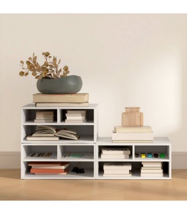 HOMCOM Desktop Printer Stand with 3 Open Compartments, Desk Organiser, White