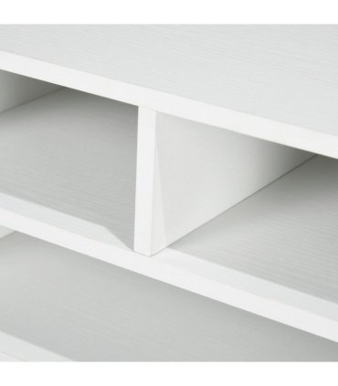 HOMCOM Desktop Printer Stand with 3 Open Compartments, Desk Organiser, White
