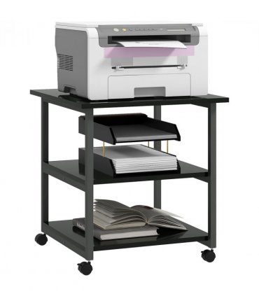 HOMCOM Mobile Printer Stand with Storage Printer Table for Home Office Black