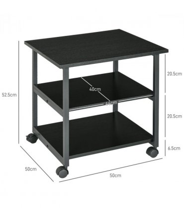 HOMCOM Mobile Printer Stand with Storage Printer Table for Home Office Black