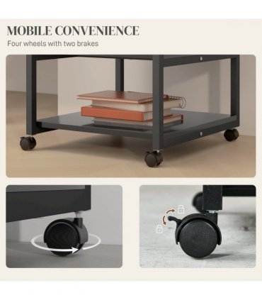 HOMCOM Mobile Printer Stand with Storage Printer Table for Home Office Black