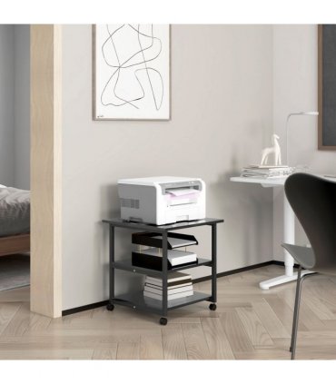 HOMCOM Mobile Printer Stand with Storage Printer Table for Home Office Black