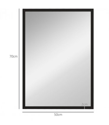 HOMCOM 70x50cm Wall Bathroom Mirror for Home Decor, Vanity Mirror, Black