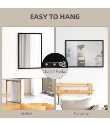 HOMCOM 70x50cm Wall Bathroom Mirror for Home Decor, Vanity Mirror, Black
