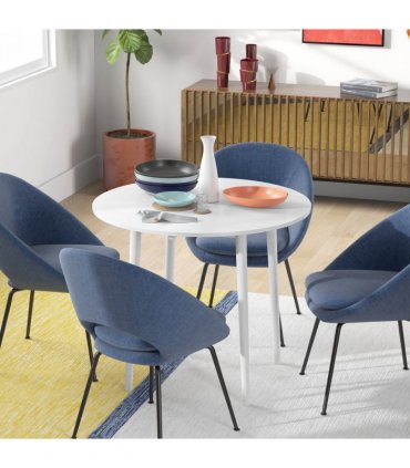 HOMCOM Foldable Dining Table, Round Drop Leaf Table with Wood Legs