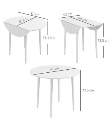 HOMCOM Foldable Dining Table, Round Drop Leaf Table with Wood Legs