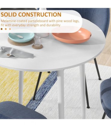 HOMCOM Foldable Dining Table, Round Drop Leaf Table with Wood Legs