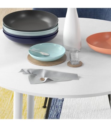 HOMCOM Foldable Dining Table, Round Drop Leaf Table with Wood Legs